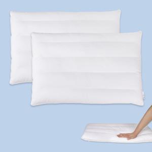 2 Packs Flat Pillows for Sleeping Thin, 3" Ultra Thin Pillow, Slim Bed Pillows for Stomach and Back Sleepers, Standard Size -18x26 in - 100% Cotton - 7D Fiber (2 PC) (Standard(2PC), White)