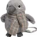 5" Gray Crow Plush Shoulder Toy with Magnet, Raven Stuffed Animal Bird Decor, Standing Shoulder Crow with Scarf, Cute Pendant Gift for Kids & Friends