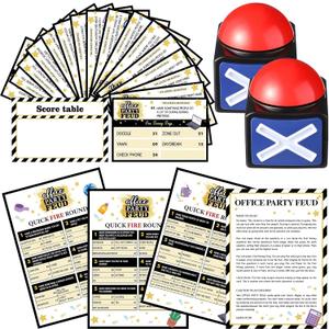 VioraWhite Friendly Feud Games for Adults with 2 Buzzers Family Bachelorette Office Team Building Adults Holiday Work Feud Trivia Quiz Board Games(Classic)