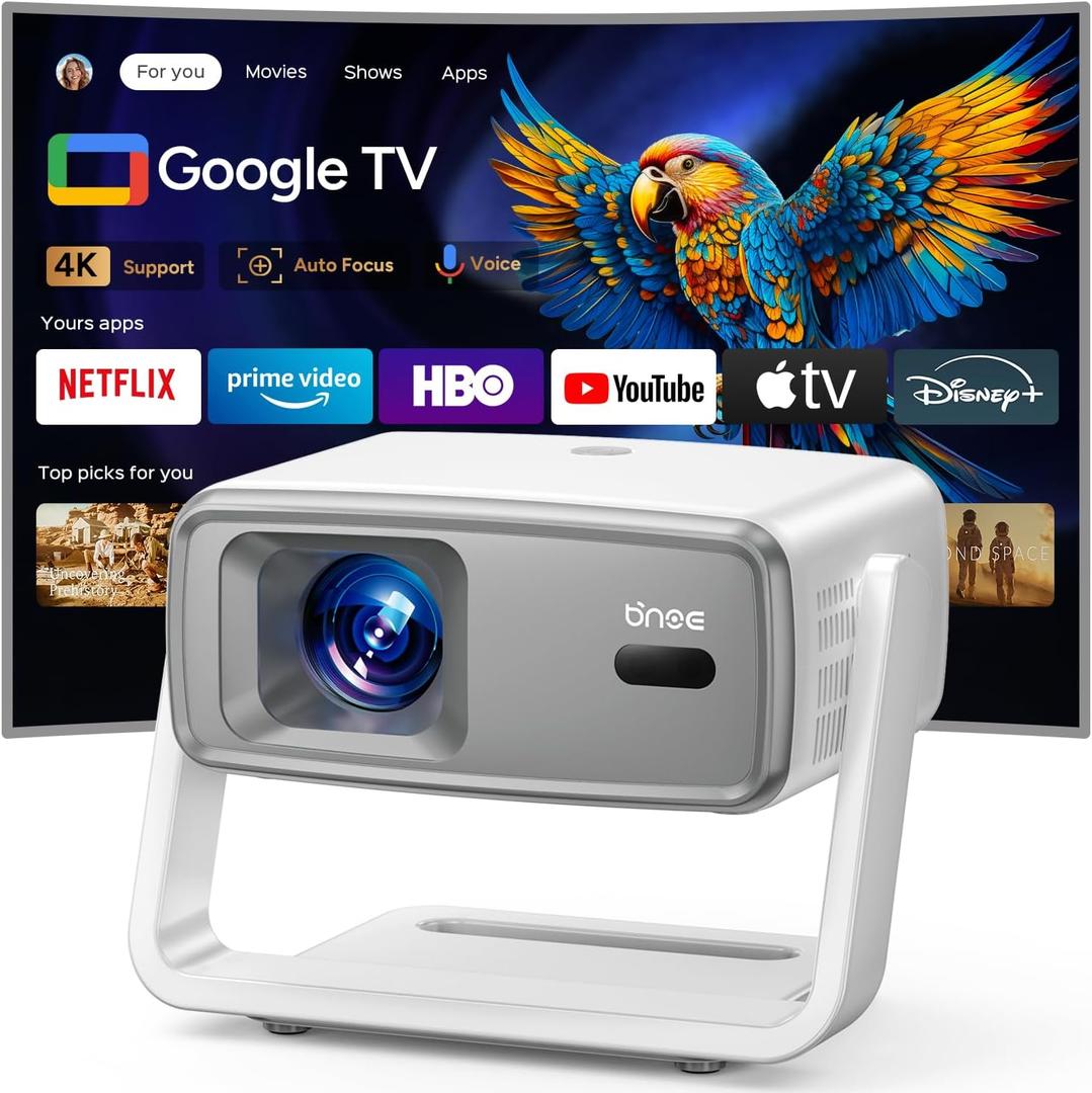 4k Projector with WiFi and Bluetooth, 1800 ANSI Outdoor Smart Projector 4k Auto Focus & Voice Control, Built-in 10,000+ Apps Native 1080P Mini Portable Movie Proyector for Home Theater