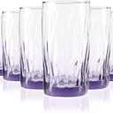 CREATIVELAND Solid Color Drinking Glasses Set of 6, 13.5 OZ Wind-blown Ripples Glass Tumbler Glassware for Water, Juice, Different Options for Home, Restaurant, Hotel, Bar,Purple