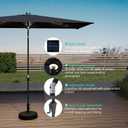 Helios&Hestia 6.5x10 ft Solar Powered Rectangular Outdoor Market Patio Umbrella with LED Lights and Tilt, Providing Shade for Rectangle Tables for Garden, Deck, Pool