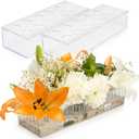 2 Pack Leak-Proof Wave Design Acrylic Long Vases for Centerpieces - 24" Clear Flower Rectangle Vase as Floral Centerpieces for Tables, Long Flower Vase with 12 Holes as Flower Arrangement Holder (Standard)