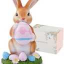 Pack of 2, Cute Bunny Figurine Decor - 7.8 Inch Resin Rabbit Statue for Kids Room, Spring Home Decor, Desk Shelf Ornaments, Gift for Children & Collectors