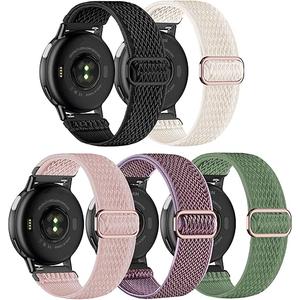 Kollody 4 Pack Stretchy Nylon Watch Bands Compatible with Garmin Vivoactive 5/6/Forerunner 55/165,20mm Soft Elastic Fabric Adjustable Replacement Sport Straps for Garmin Venu Sq 2 Women Men