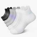 PAPLUS Ankle Compression Socks for Women 6 Pairs, Running Socks with Heel Tab, Cushioned Low Cut Athletic Socks S-M, Black/White/Gray 