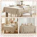 Mindsoft Light Brown Gingham Ruffled Tablecloth 84 x 60 Inches Rectangle Cotton Linen Checkered Table Cloth Buffalo Plaid Farmhouse Vintage Decorative Tablecover for Picnic Kitchen Dining Home Party