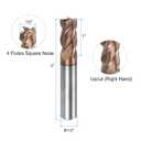 uxcell Carbide Square End Mill, 1/2" Diameter TiAlN Coated 4 Flutes Milling Bit Cutter, for Hardened Steel Stainless Steel Alloy Metal, 1/2" Shank 1" Cut Length 3" Long HRC50