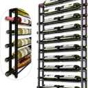 Wine Rack Wall Mounted - Heavy Duty 20Bottle Capacity Storage - 3.7 Inch Extra Wide Slots for Champagne & Magnum - Professional Grade for Wine Collectors - Rust-Resistant Matte Black Metal