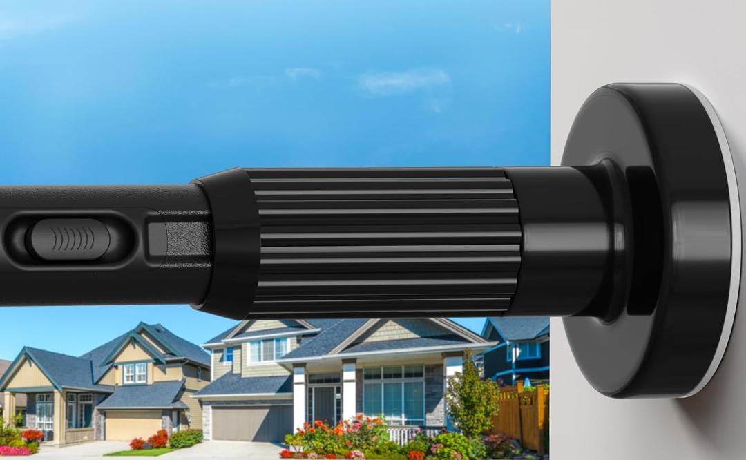 Long Tension Rod 41-144inch Black Tension Curtain Rods no Drilling 1.26" Diameter Adjustable Outdoor Curtain Rod for Windows,Shower,Patio,Doorway,Heavy Duty Spring Rods