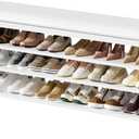 Taitiy Shoe Bench with 3 Tier Adjustable Shelves Rubberwood Entryway 47.2''