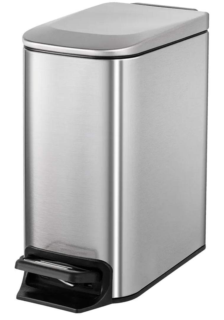 Cesun Small Bathroom Trash Can with Lid Soft Close, Step Pedal, 6 Liter / 1.6 Gallon Stainless Steel Mini Garbage Can for Office, Outdoor Trash Bin with Removable Inner Bucket (Silver)