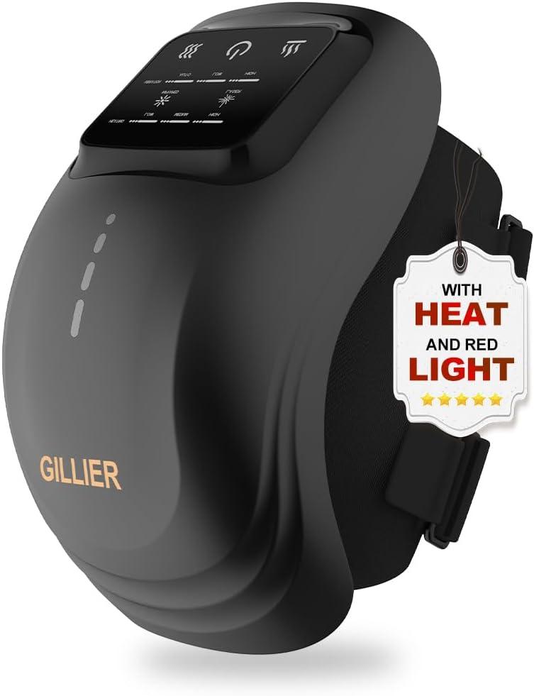 Knee Massager Smart with Heat, Red Light and Massage Therapy, 3 Vibration Modes and 3 Heating Levels, 2026 Updated Edition, LED Vitality Joints Knee Massager, Gifts for Grandma & Grandpa, Black