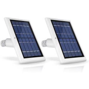 Wasserstein Solar Panel Compatible with Ring Spotlight Cam/Plus/Pro Battery, Stick Up Cam/Pro & Outdoor Cam Plus Battery - Continuous Power for Ring Surveillance Camera (2-Pack, White)