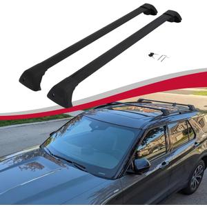 Black Roof Rack Cross Bars fit for Ford Explorer 2020-2024 2025 XLT,Limited,ST Accessories Cargo Carrier Bag Luggage Kayak Canoe Bike Snowboard Skiboard