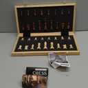 15" Wooden Chess Set | Folding Board, 2 Extra Queens | Magnetic Chess Board Set for Adults & Kids, Pieces Storage Slots Checkers Game for Kids Portable Travel Chess Game for Beginner (Original Wood Color)