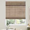 AGESISI Bamboo Roman Shades with Valance Cover, Cordless Blinds for Indoor Windows, Light Filtering Woven Wood Shades for Home & Patio, Privacy Protection, 44" W x 64" H, Grey