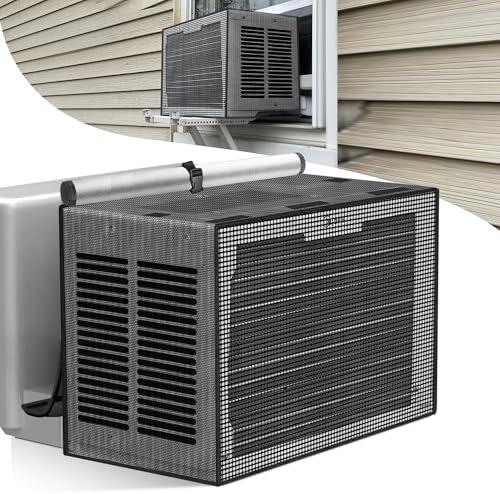 Plusluck Window Air Conditioner Covers Outside: Mesh Cover for U-Shaped Air Conditioner 8000BTU-12000BTU, Anti-Leaf, Dustproof, Windproof, Waterproof, Outside Window AC Protection Cover, Black