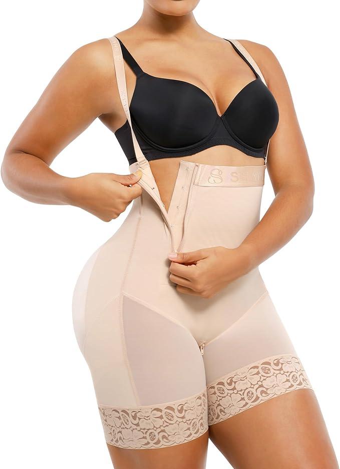 SHAPELLX Shapewear Tummy Control Fajas Colombianas Body Shaper for Women Butt Lift Bodysuit Size M
