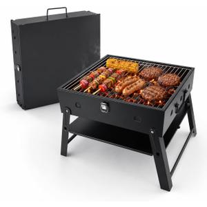 Portable BBQ Charcoal Camping Grill: Tabletop Folding Barbecue Grills