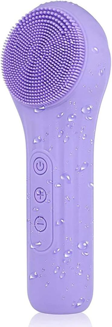 Facial Cleansing Brush face Scrubber Waterproof and Rechargeable Face Scrub Brush for Men & Women, Electric Silicone Face Scrubber for Facial, Electric Deep Cleaning, Exfoliating and Massaging (Violet)