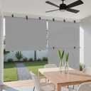 ECOOPTS Roller Shades 4'W x 6'L Patio Sun Shade Outdoor Roller Blinds Roll Up Blinds for Patio Porch Backyard Gazebo Deck Balcony (Light Grey)