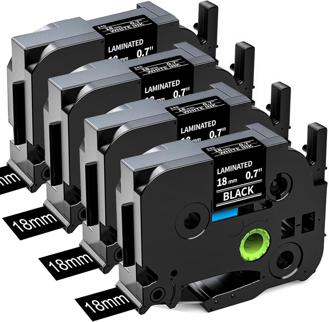 Labelife 18mm Black Label Tape TZe-345 Replacement for Brother P Touch Label Tape 18mm 0.7 Laminated White on Black TZe TZ Tape TZe345 for Brother PT-D400 PT-D410 PT-D600 PT-D610BT Label Maker, 3-Pack