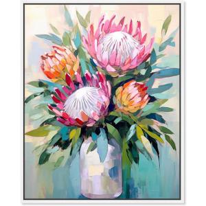 Art Remedy Painted Bouquet Canvas Romantic Floral Wall Art, White Frame, 16" x 20"