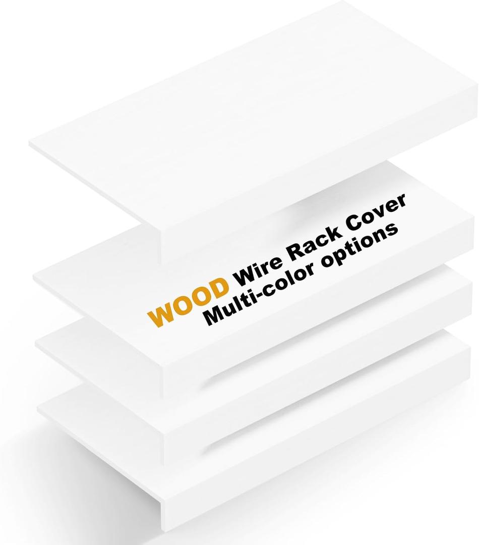 Wood Wire Shelf Covers Wire Rack Covers for Pantry and Closet Removable Shelf Covers for Wire Shelving Cabinet Bathroom Kitchen Shelving Decoration (4, White, 22W x 12D)