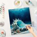 Ocean Life Paint by Numbers Kit for Adults - DIY Sea Shell and Starfish Painting on Canvas, Acrylic Paint Set, Suitable for Beginners, Marine Art for Home Decoration or Gifts(8X12IN Framed)