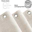 Linen Shower Curtain Fabric Boho Farmhouse Shower Curtains for Bathroom Cream Cotton Natural Cloth Liner Set 72" W x 78" L