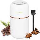 Coffee Grinder Electric for Beans, Spices, Herbs, Grains and Nuts, Stainless Steel Blades, 2.8 oz, White