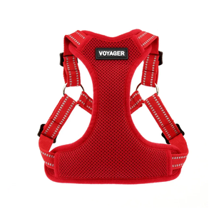 Best Pet Supplies Voyager Adjustable Dog Vest Harness Breathable No Pull Harness for Small, Medium, Large Dogs, Harness for Walking, Jogging, Easy Step-in, Reflective Stripes - Red, L