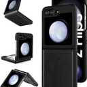 Foluu for Samsung Galaxy Z Flip 5 5G Case, Leather Case, PU Leather + Hard PC Shell Ultra Thin Slim Durable Protective Phone Case Cover for Samsung Galaxy Z Flip5 5G 2023 (Black)