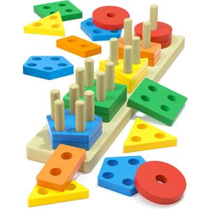 Zartores Montessori Toys for 1 2 3 Year Old Boys Girls Gifts, Wooden Shape Sorter Toys for Ages 2-4, Toddler Learning Toy Puzzles Birthday Gift Ages 1-3