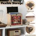 Liaakrr Vinyl Record Storage Box, Solid Wood Record Case with Display Window & Secure Latches, Record Holder Fits 7/10 Inch Records, Holds 3040 Albums, Portable Record Organizer with Handle-Beige