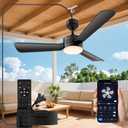 PBLALA Ceiling Fans with Lights, 28" Gazebo Fan Light,Plug in Ceiling Fan Light,Hanging Fan with Hook,Hook Type Ceiling Fan,40W,3000-6500k,Remote Control,Portable Fan for Patios,Pergola