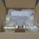 Moquin Privacy Wavy Style Gold Door Handles with Lock (No Key), Brushed Gold Door Handles with Reversible Lever for Bathroom and Closet, Satin Brass, 5 Pack