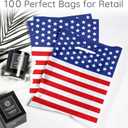 Choice Marts Memorial Day Bags Bulk, 100 Count USA Flag 9" x 12", Plastic Merchandise with Handles, 1.5 Mil Thick Patriotic Goodie Bags