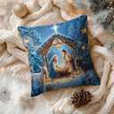 18x18 Inch Set of 2 Nativity Scene Merry Christmas Throw Pillow Covers Holy Family Pillow Cases Religious Holiday Cushion Covers Decorative Christmas Nativity Pillow for Sofa Couch Bed