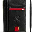 Slim Wallet,Skinny Minimal Thin Front Pocket Wallet Card Holder For Men 7Cards 3.15"x4.5",Gift-Boxed (Black4901)