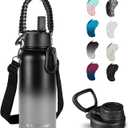 KXIAOCHEN Insulated Water Bottle, Stainless Steel Water Bottle, 2 Lids (Straw and Handle Lid),Wide Mouth Metal Water Bottles Keep Hot and Cold, Double Walled, Thermo Mug, Metal Canteen
