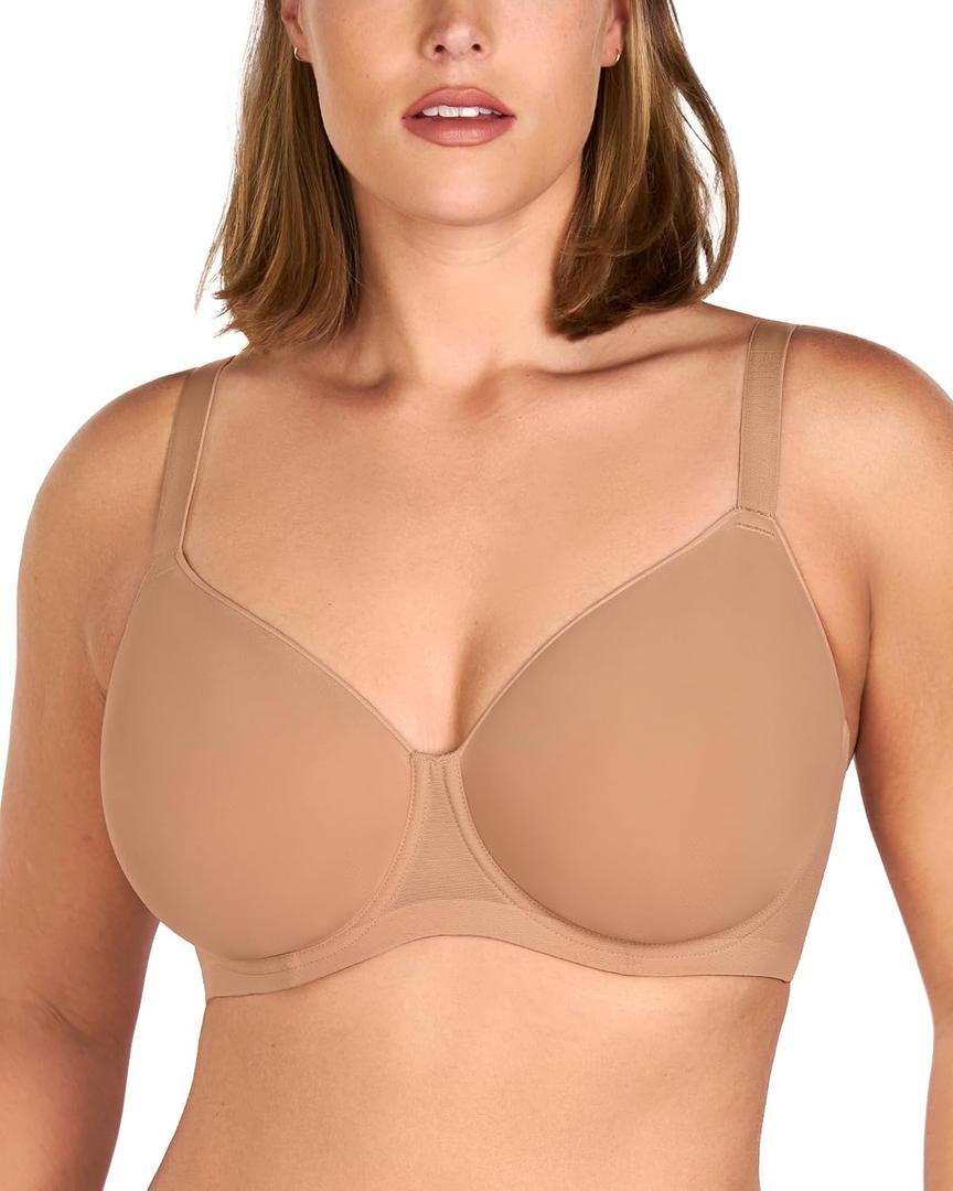 HSIA Minimizer Bra for Women - Air Mesh T-Shirt Full Coverage Seamless Bra Plus Size Underwire Padded Bra for Large Bust (Beige, 42G)