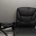 Elama Faux Leather High-Back Adjustable Office Chair, Plush Tuft, Black (Black With Black Base)
