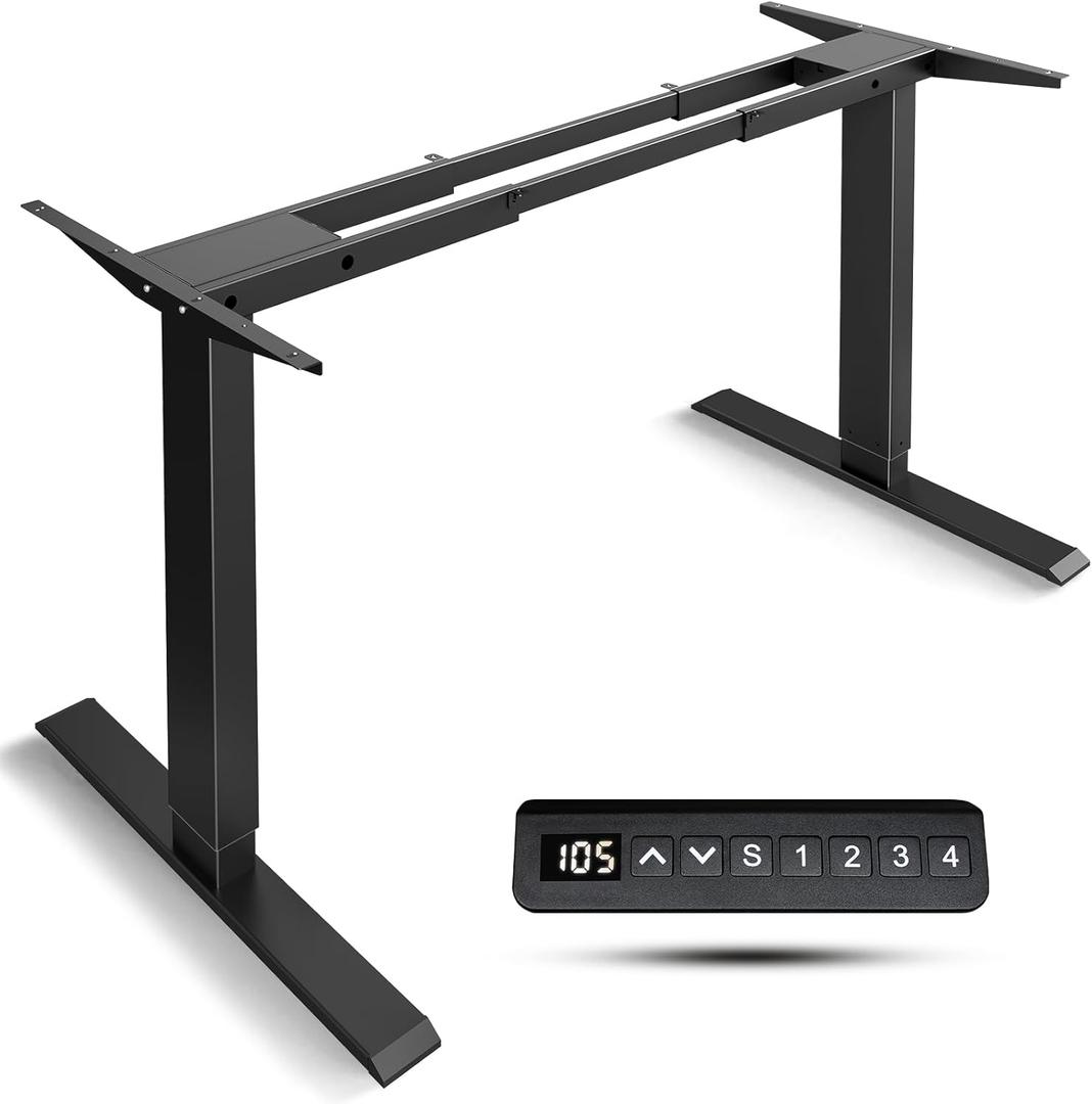 Dual Motor Standing Desk Frame- Height Adjustable Electric Desk Legs, Heavy Duty Sit to Stand Up Desk Base, 4 Memory Settings Controller for Adjustable DIY Desktop, Over 300 lbs Load Capacity (2 Tier, Black)