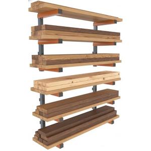BORA Lumber Storage Rack for Garage Organization - 2 Pack of 3 Level Wall Mount Wood Racks - PBR-0315