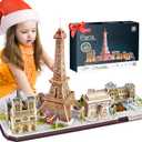 CubicFun 3D Puzzles for Kids Ages 8-10 LED Paris Cityline, Toys Arts for 8-12 STEM Projects for Kids for Teens Home Decor