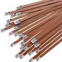 Metal Zip Ties Brown 11.8in Stainless Steel Zip Ties Heavy Duty, 270LBS Tensile Strength, Wire Multifunctional Locking Exhaust Wrap Flexible Durable 30 PCS