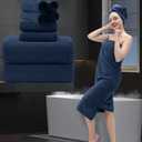 8 Piece Bathroom Towel Set Navy Blue |2 Oversized Large Bath Towels Sheet, 2 Hand Towels and 4 Washcloths| 600GSM Ultra Soft Luxury Premium Towel Set Highly Absorbent Quick Dry Hotel Towel Collection