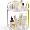 360° Rotating Makeup Organizer 2 Tier Large Capacity Perfume Skincare Tray for Dresser Spinning Bathroom Counter Organizer for Vanity Lazy Susan Turntable Storage for Kitchen, Clear